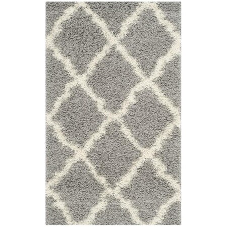 Safavieh Dallas Shag Power Loomed Rectangle Rug- Grey - Ivory- 3 x 5 ft. SGD257G-3